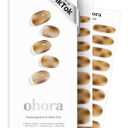 ohora Semi Cured Gel Nail Strips (N Smoky Mocha) - Works with Any Lamps, Salon-Quality, Long Lasting, Easy to Apply & Remove - Includes 2 Prep Pads, Nail File & Wooden Stick