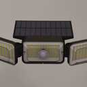 Mokot Solar Lights Outdoor, 218LED 2500LM Solar Motion Sensor Outdoor Lights, 3 Head IP65 Waterproof Solar Powered Flood Security Lights for Outside Pack of 2, (Black）