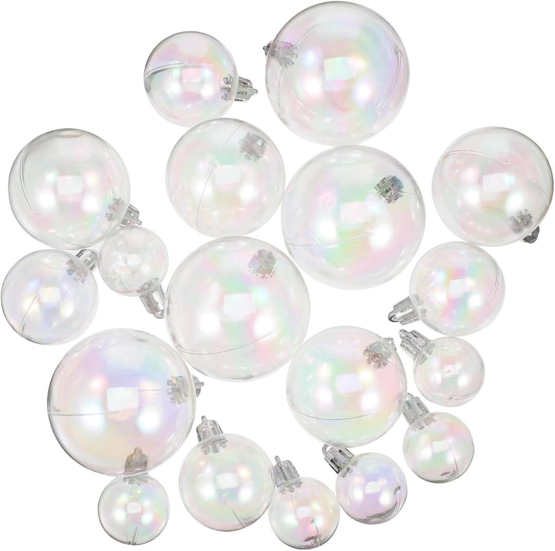 Christmas Iridescent Ornaments Balls 18pcs Plastic Iridescent Ornaments Rainbow Ball Hanging Baubles Shatterproof Tree for Christmas Tree DIY Decorations
