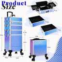 AROUS Rolling Makeup Train Case 4 in 1 Cosmetology Case on Wheels Large Storage Cosmetic Trolley with Key Salon Barber Case Traveling Cart Trunk, Colorful