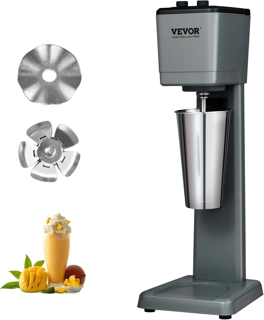 VEVOR Milkshake Machine, 375W Milkshake Maker Mixer, Single Head Drink Mixer Blender Machine, 3-Speed Milkshake Blender with 820ml Stainless Steel Cup for Commercial