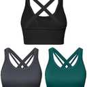 Sports Bras for Women HIigh Support, Criss-Cross Back Padded Strappy High Impact Sports Bras for Women Large Bust, M