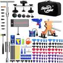 Super PDR Paintless Dent Repair Kit 148PCS Dent Puller Kit with LED Light Board Can Removal 99% of Car Dents in 30 Minutes for Repair Work of Big Dents, Small Dents, Door Ding, Creases and Hail Damage