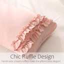 Herside Pink Ruffle King Size Pillowcase Set of 2,Chic Ruffle Pillow Sham,20x36 inches Pillow Covers,French Country Vintage Ruffled Pillowcases 2 Pack,Ultra Soft Microfiber(Pink,King)