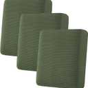 H.VERSAILTEX Super Stretch Individual Seat Cushion Covers Sofa Covers Couch Slipcover Sets Thick Jacquard Textured Twill Fabric (3 Piece Sofa Cushion Covers, Bronze Green)