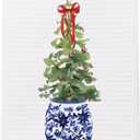 SPBL&L Christmas Kitchen & Bath Towels, Blue & White Chinoiserie Christmas Tree Hand Towels, 16x24 Inch