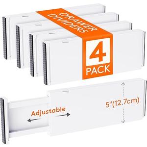 Lifewit 4 Pack Drawer Dividers 5" High, 13.5-22" Adjustable Clothes Organizers, Expandable Dresser Separators in Bedroom/Bathroom/Kitchen/Office Lifewit 4 Pack Drawer Dividers 5" High, 13.5-22" Adjustable Clothes Organizers, Expandable Dresser Separators in Bedroom/Bathroom/Kitchen/Office