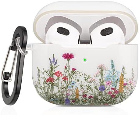 Airpods 3 Case Yellow Flowers, AirPods 3rd Generation Case 2021 for Women Girls Protective Hard Airpod Case Cover for Apple AirPods 3 with Keychain Compatible with Wireless Charging