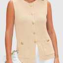 PRETTYGARDEN Women's 2026 Spring Sweater Vest Sleeveless Button Down Knit Cardigan Tank Tops Summer Business Casual Outfits (Beige, S)