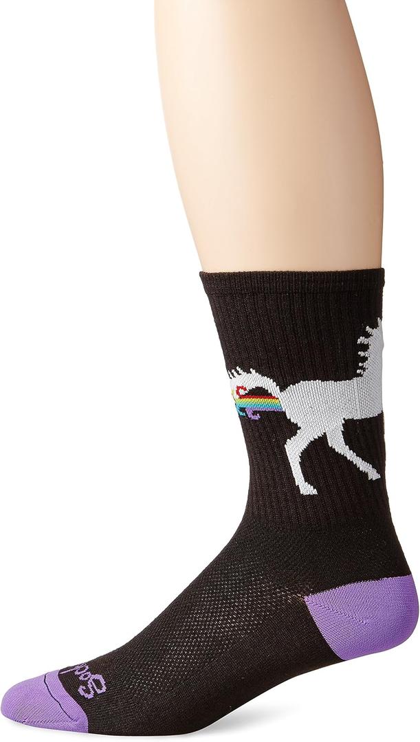 SockGuy mens womens Unicorn Express Socks (Black)