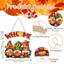 Aurlan Fall Welcome Door Sign,Hello Autumn Gnome Wooden Sign,Rustic Pumpkin Wood Wall Sign,Fall Gnome Wall Decor,Autumn Maple Leaves Door Hanging,Welcome Thanksgiving Decor for Farmhouse Porch Yard Home
