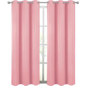 Diraysid Pink Blackout Curtains for Bedroom Thermal Insulated Grommet Room Darkening Curtains Drapes, 42 x 84, 2 Panels
