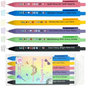 2 x 6-Pack Taylor Neutral Pens - Music Lovers Gift Set, Retractable Pens for Journaling and Note Taking, Taylor Gifts Merch,School Supplies for Teachers & Students (Multicolor)