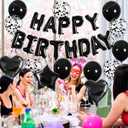 27 Pcs Black Birthday Decorations Kit  3D Foil Happy Birthday Banner, Heart & Star Mylar Balloons, Confetti Balloon Set for Boys Girls Kids Adults, Baby Shower & Anniversary Party Decor Supplies