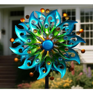 Solar Wind Spinners Outdoor, Yard Decorations Outdoor, Peacock Decor
Hand-Crafted Art,Weather-Resistant,Heavy-Duty,Whisper-Quiet Dual-Bearing,Auto-Glow Solar Crackle Ball,Stable 5-Prong Stake