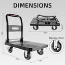 Foldable Push Cart Platform Cart,Moving Platform Hand Truck,Foldable for Easy Storage and 360 Degree Swivel Silent Wheel.(560 lbs)