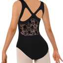 WYHDY Girls Lace Crisscross Back Dance Ballet Leotard Toddler Tank Dancewear (Black, XXL)