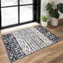 KUTA Moroccan Area Rugs 2x3, Black Navy Blue Entryway Rug Non-Slip Washable Small Indoor Door Mat, Ultra Soft Print Vintage Geometric Low-Pile Floor Carpet for Entrance, Kitchen