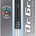 PILOT Dr. Grip 4+1 Multi-Function Refillable & Retractable Ballpoint Pen + Pencil, Fine Point, Black Barrel, Black/Red/Blue/Green Inks, Single Pen (36220)