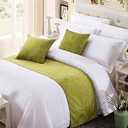 OSVINO Chenille Bed Runner Solid Breathable Modern Bedding Scarf Protection for Bedroom Hotel, Green, 210X50cm for 150cm Bed