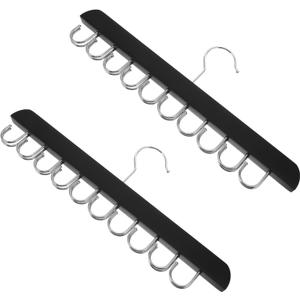 HEALLILY Organizer Hangers 2pcs Anti-Slip Wooden Hangers Space Saver for Closet Jeans Belts Leggings Scarf