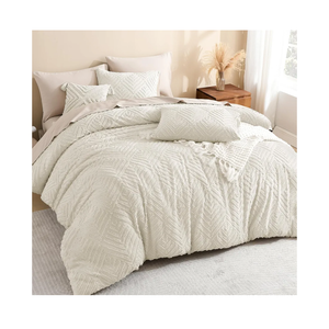 Litanika King Size Comforter Set Beige, 3 Pieces Cream Tufted Boho Farmhouse Bedding Comforter Sets, Lightweight Fluffy Comforter Bed Set for All Season (104x90In Comforter and 2 Pillowcases)