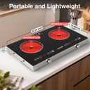 2 Burner Electric Cooktop 2400W, Portable Infrared Stove, Hot Plate