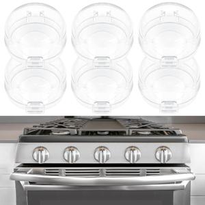 6-Pack Stove Knob Covers for Child Safety, Gas Stove Knob Locks MCOTOP Child Proof Oven Knob Locks for Babies and Pets, Upgrade Heat-Resistant Material (Clear) Not Applicable for Door Handles