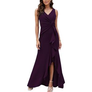 FQA Formal Evening Dresses for Women Elegant Evening Party Prom Dress Long Sexy V Neck Sleeveless Split Wrap (Teal, M)
