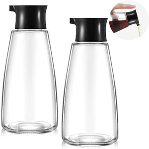 2 Pcs 9.6 OZ Soy Sauce Dispenser Large Glass Cruet Dispenser for Olive Oil Vinegar Soy Sauce Containers Oil and Vinegar Bottle Set for Kitchen Cooking Barbecue(Black)