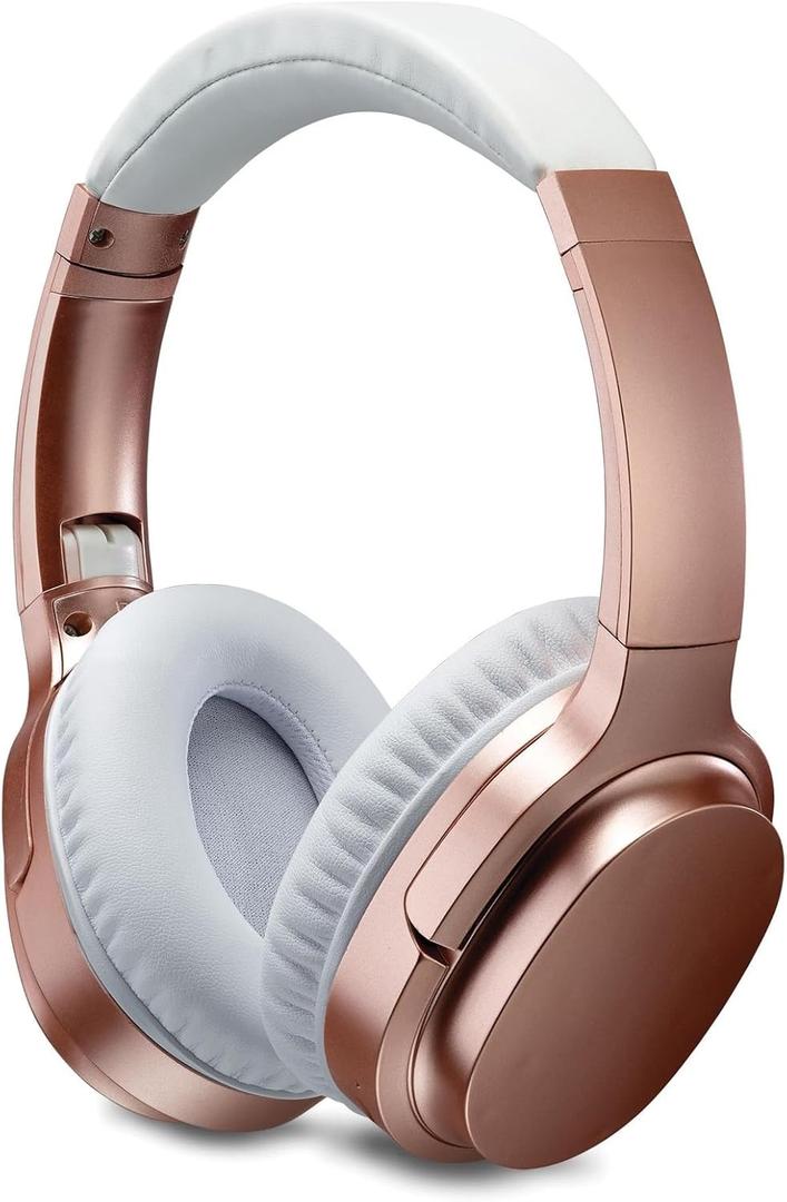 iLive Active Noise Cancellation Bluetooth Headphones, Adjustable Headband, Includes 3.5mm Audio Cable, Rose Gold (IAHN40RGD) (One Size)