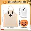 3 Pcs Halloween Ghost Apron Set, Waterproof Ghost Apron, Pumpkin Pot Holders Ghosts Oven Mitts Halloween Kitchen Utensils for Home Cooking, Baking, BBQ, Gardening