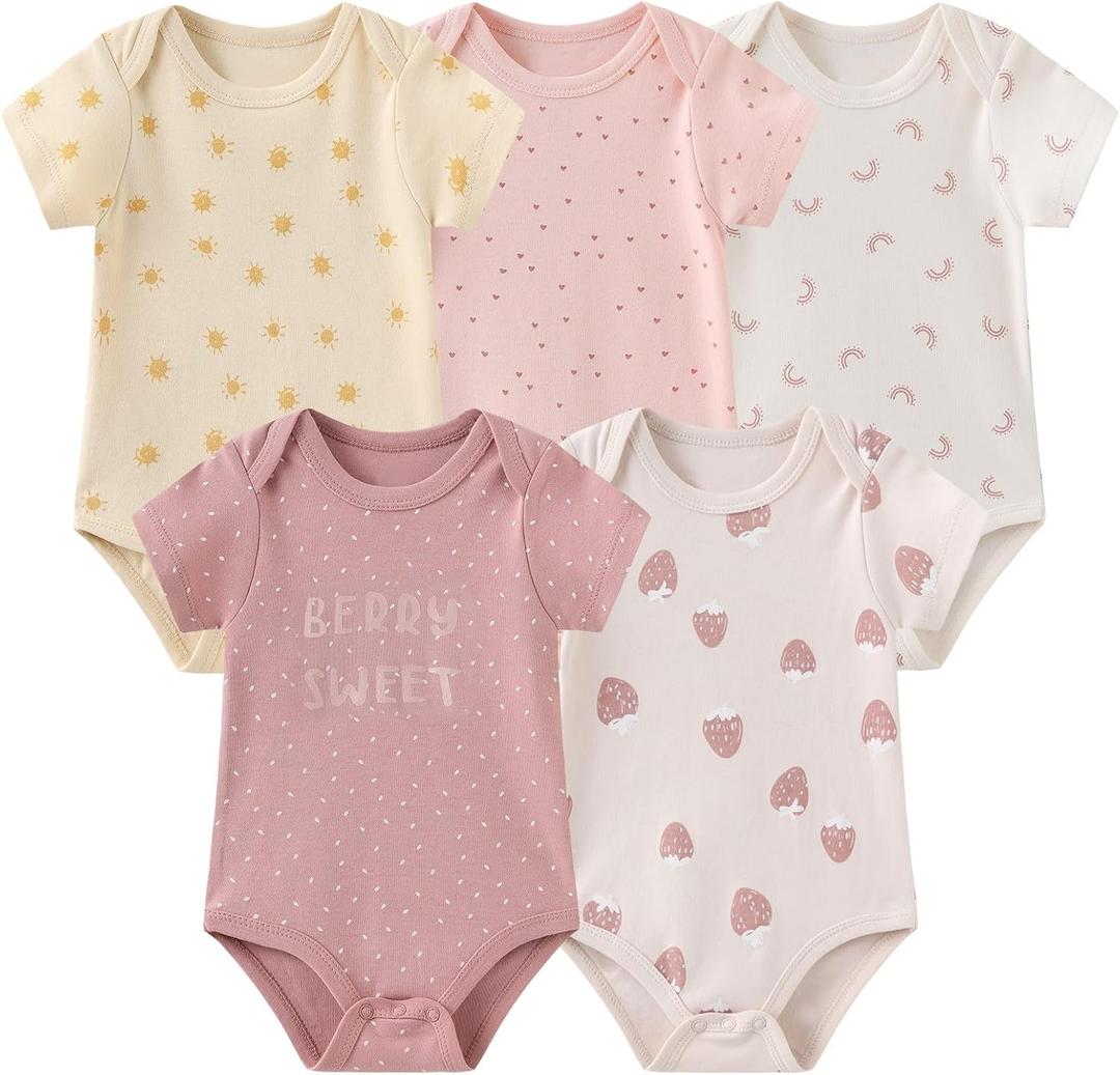 JELYLOVE Unisex 5-Pack Baby Boy Girl Bodysuits New Born Boy Girl Clothing 3M
