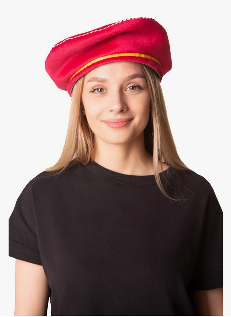 Red Velvet Renaissance Adjustable Hat for Womens Adult Teens Mens Halloween Costume Cosplay Outfit