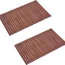 Bamboo Bath Mat Bathroom Rugs Floor Wood Shower Bathtub Waterproof Non Slip Walnut Bamboo Accessories 16x24 Inch Easy to Clean, 2 pcs