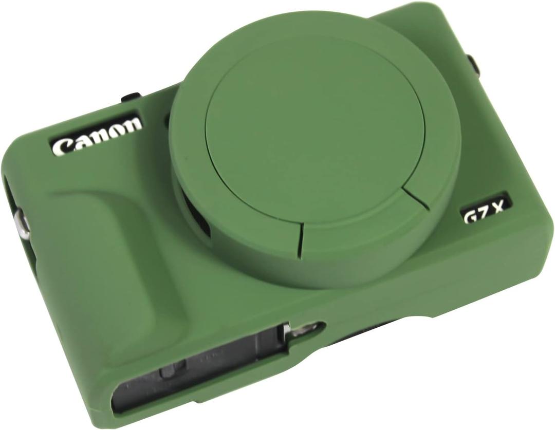Easy Hood Case for Canon Powershot G7 X Mark III Digital Camera, Soft Silicone Protective Cover with Removable Lens Cover for Canon Powershot G7X Mark III DSLR Camera (Green)