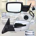 Left Driver Side Mirror Compatible With 2013-2018 Ram 1500 2500 3500 With Power Folding Power Glass Heated Temperature Sensors Turn Signal Puddle Lights Chrome Replace#68096197AF(10+2Pins), L-12Pins