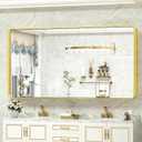 TokeShimi 60 x 28 Inch Brushed Gold Bathroom Vanity Mirror for Wall with Non-Rusting Aluminum Alloy Matte Metal Frame for Modern Farmhouse Home Decor (Horizontal/Vertical)