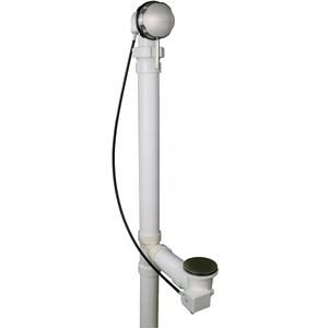 Cable Drain for Bathtubs, Drain and Overflow Complete Kit, Easy Grasp Knob with Extension Handle (40" Walk-in/High Depth Tub, Brushed Nickel)