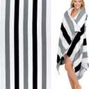 cabanana Large Oversized Beach Towel - Microfiber Sand Free 35 x 70 Inch Quick Dry Lightweight Pool Towel for Adults, Thin Striped Swim Towel (Black)