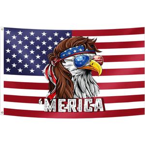 Eagle Mullet Merica Funny Flag 5x8FT 4th of July American Flag Fade Proof Vivid Color Polyester with Brass Grommets For Indoor Outdoor (Model C, 5x8FT)