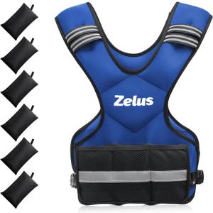 ZELUS Weighted Vest for Men and Women | 4-10lb/11-20lb/20-32lb Vest with 6 Ironsand Weights for Home Workouts | Adjustable Body Weight Vest Exercise Set for Cardio and Strength Training (Blue)
