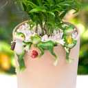 Miniature Frog Figurines Plant Decorations for Pots, 3Pcs Frog Statue Planter Hugger for Flower Yard Lawn Ornament