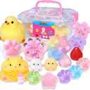 16 Pack Taba Squishy Toys Kit, Squishies Fidget Toy Party Favors for Kids | Squeeze Toys Gifts for Girls Boys 4-12 Year Old, Stress Relief Sensory Toys, Include Chick, Cat Paw, Hamster, Fruit