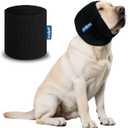 Ear Wraps for Dogs, Dog Snood for Ear Hematoma, Pet Ear Muffs for Noise Bath, Ear Cover for Cats and Dogs, Calming Dog Neck and Ear Warmer, Ear Care(Black, XL)