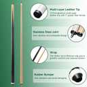 HMQQ Pool Cue Sticks 42"/48"/58" Billiard Cues with 13mm Leather Tip 17oz/18oz Standard or 20oz Heavy Set of 2 or 4 Durable 2-Piece Pool Sticks for Beginners, Adults, Home & Bar