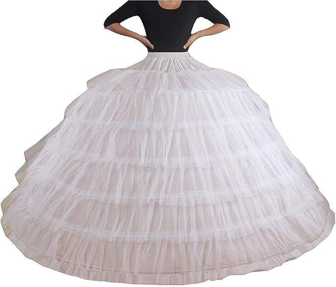 YUAKOU Women's Tulle Petticoat Crinoline Half Slip Underskirt for Bridal Dress (White)