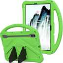 YRH for Samsung Galaxy Tab S10 Lite/Tab S10 FE/Tab S9 FE (10.9-in.), Kids EVA Foam Child Tablet Case, Portable Hand Grip & Multi-Angle Stand Cover, Green