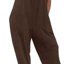 LAMISSCHE Wonens Plus Size Overalls Spaghetti Strap Baggy Romper Harem Wide Leg Jumpsuit With Pockets (3X-Large, Chocolate)