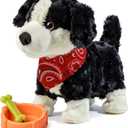 Electronic Interactive Plush Dog Toy, Realistic Robot Puppy Toy, Walking, Talking, Barking, Tail Wagging, Voice-Activated Control Stuffed Animal Pet Toys for Children Ages 3+